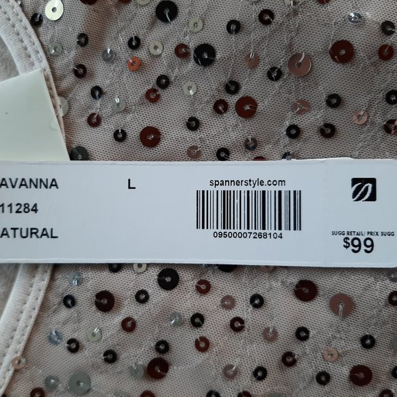 Spanner women's cream white sequin pattern tank top Size: L - Picture 4 of 8